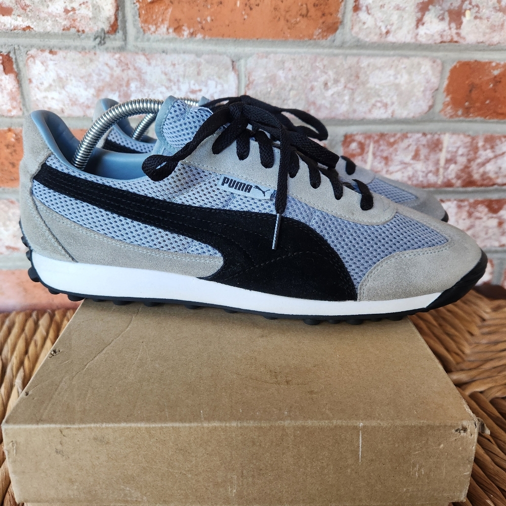 Suede Puma Men's Light Blue and Black Sneakers